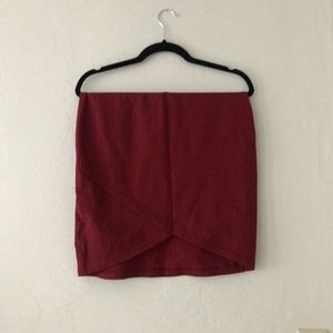 Deep Red Asymmetric Skirt